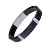 Embossed Chevron Leather and Stainless Steel Bracelet