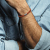 Men's Leather Cord Bracelet with Magnetic Closure (Orange)