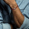 Men's Leather Cord Bracelet with Magnetic Closure (Red)