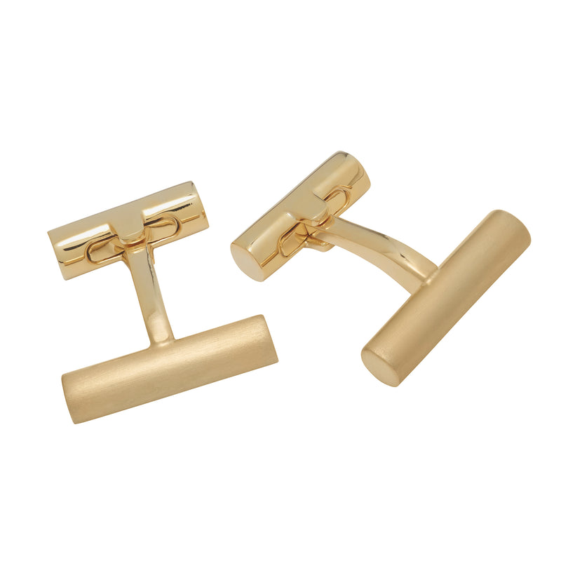 Matte and Shiny Gold Tone Bar Cufflinks