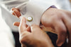 Gold Tone Gemstone Texture Border Cufflinks