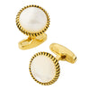 Gold Tone Gemstone Texture Border Cufflinks