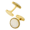 Gold Tone Gemstone Texture Border Cufflinks