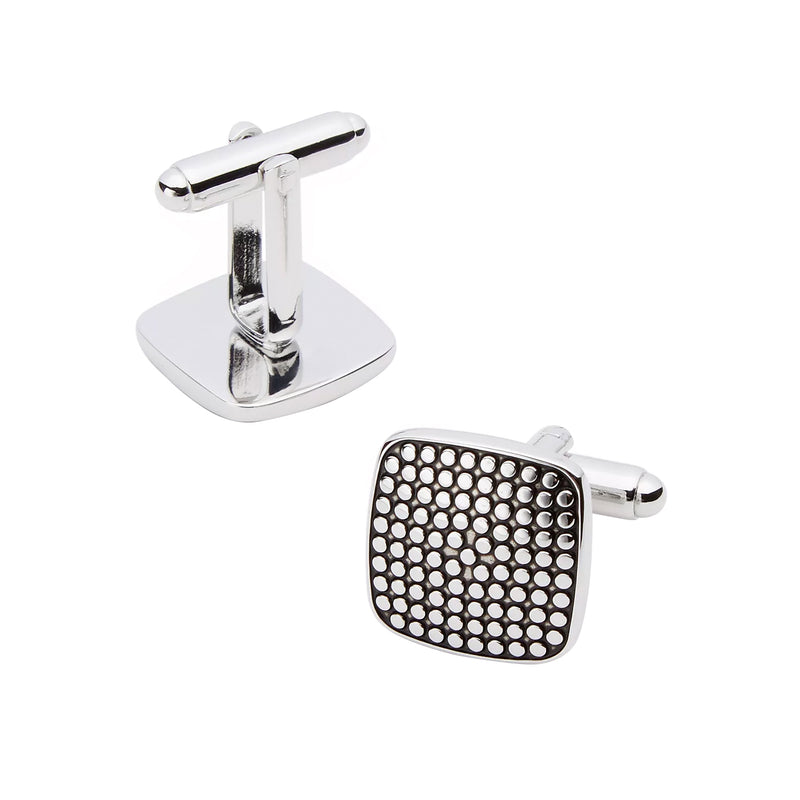 Soft Square Dotted Texture Cufflinks in Silver Tone