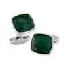 Square Green Faceted Stone Cufflinks