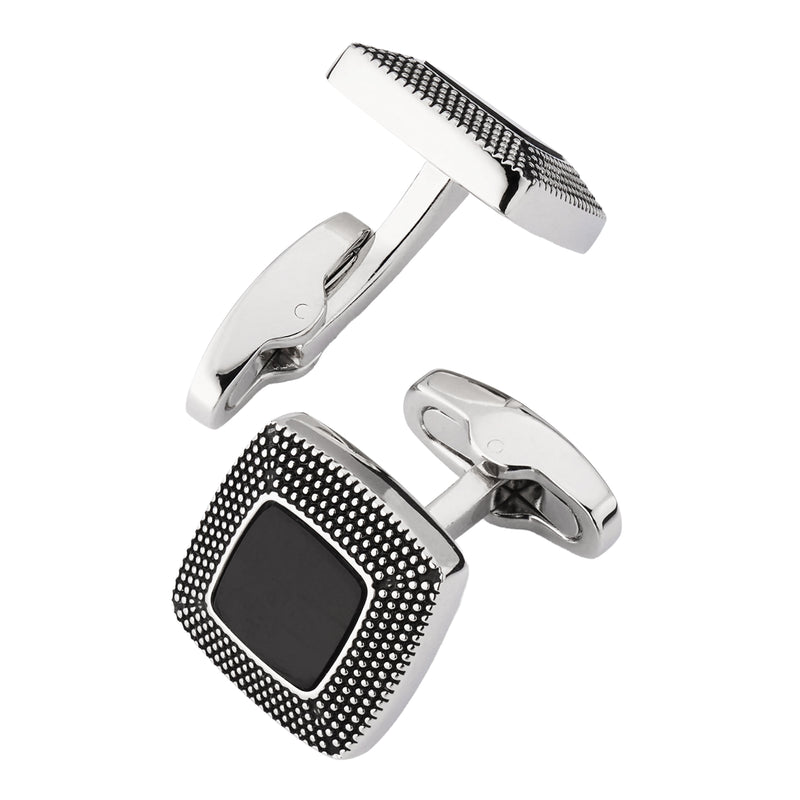 Granulated Soft Square Gemstone Inlay Cufflinks