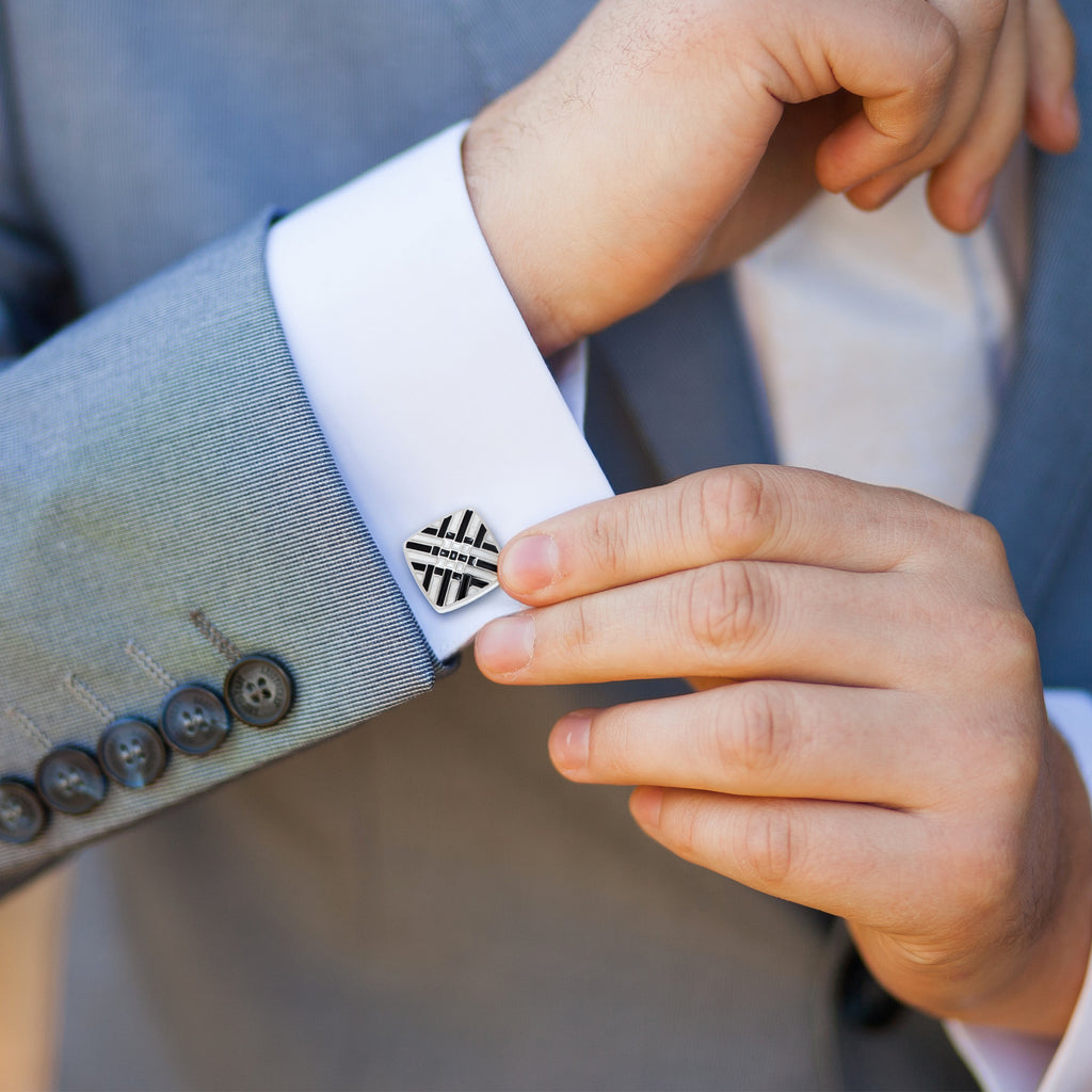 Black and White Soft Square Enamel Cufflinks