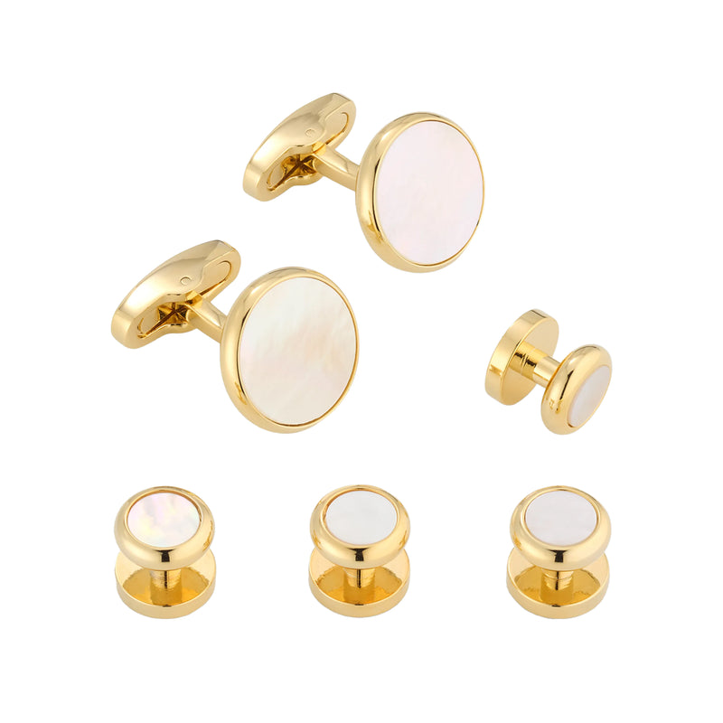 Classic Round Gemstone Cufflinks and Tuxedo Studs