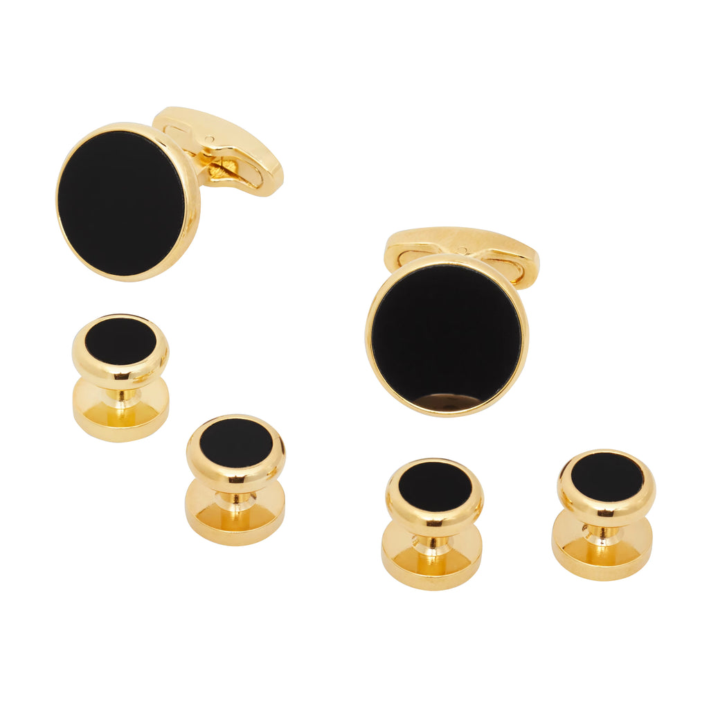 Classic Round Gemstone Cufflinks and Tuxedo Studs