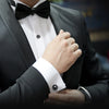 Classic Round Gemstone Tuxedo (single) Stud Textured Border