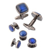 Blue Fiber Optic Cufflinks and Stud Set