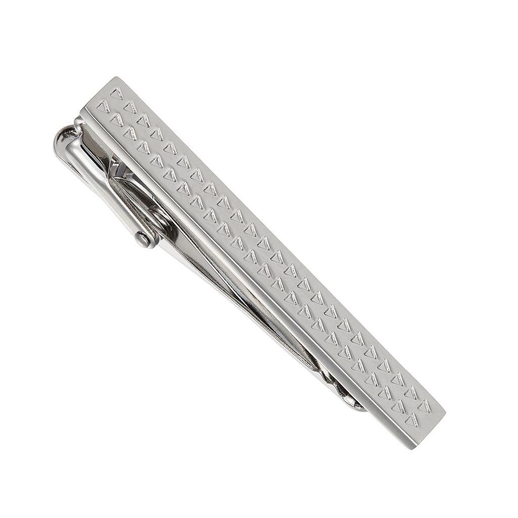 Silver Tone Tie Bar with Triangle Pattern