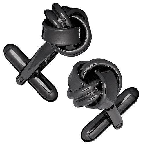 Classic Metal Knot Cufflinks in Gunmetal Finish by LINK UP