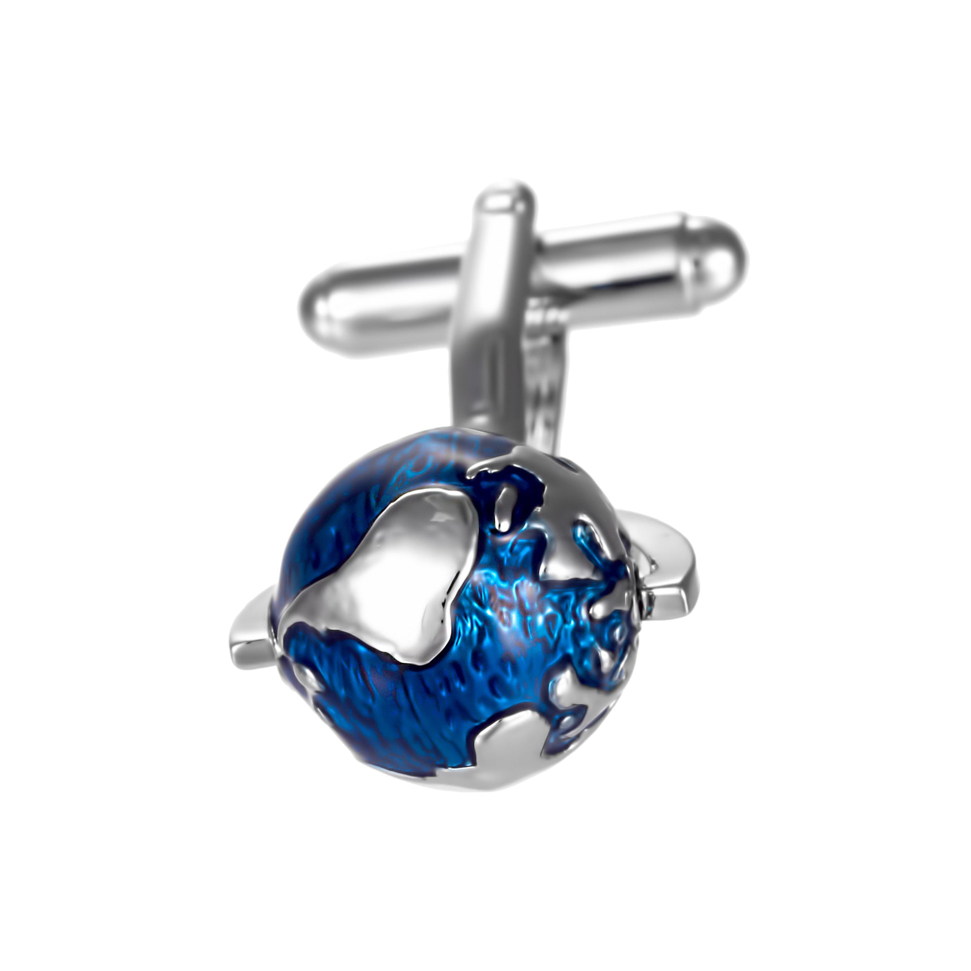 Spinning Blue and Silver World hot Globe Cufflinks