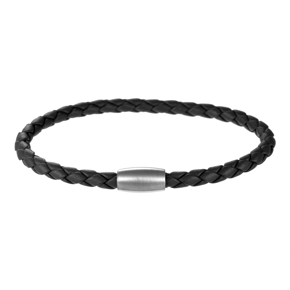 Braided Stainless Steel Black Leather Wrist Band Strand Dual Arrow Lay –  ZIVOM