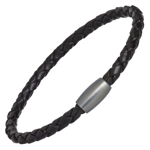 Black Leather Cord Men's Bracelet – LINK UP