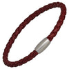 Men's Leather Cord Bracelet with Magnetic Closure (Bordeaux)