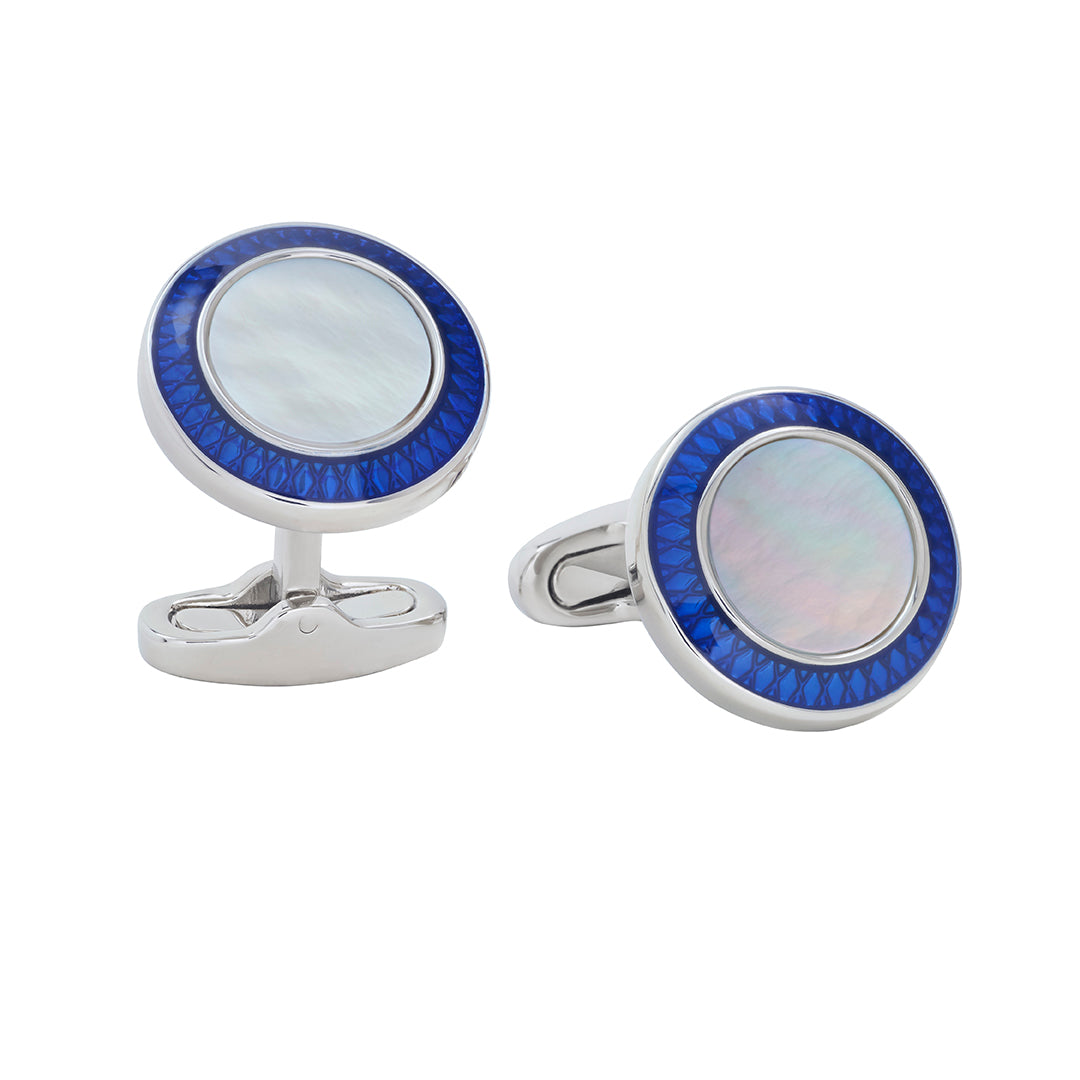 Vintage Cufflinks hotsell - Blue Pearl (not sure if faux) with 3 lines in sunken circle