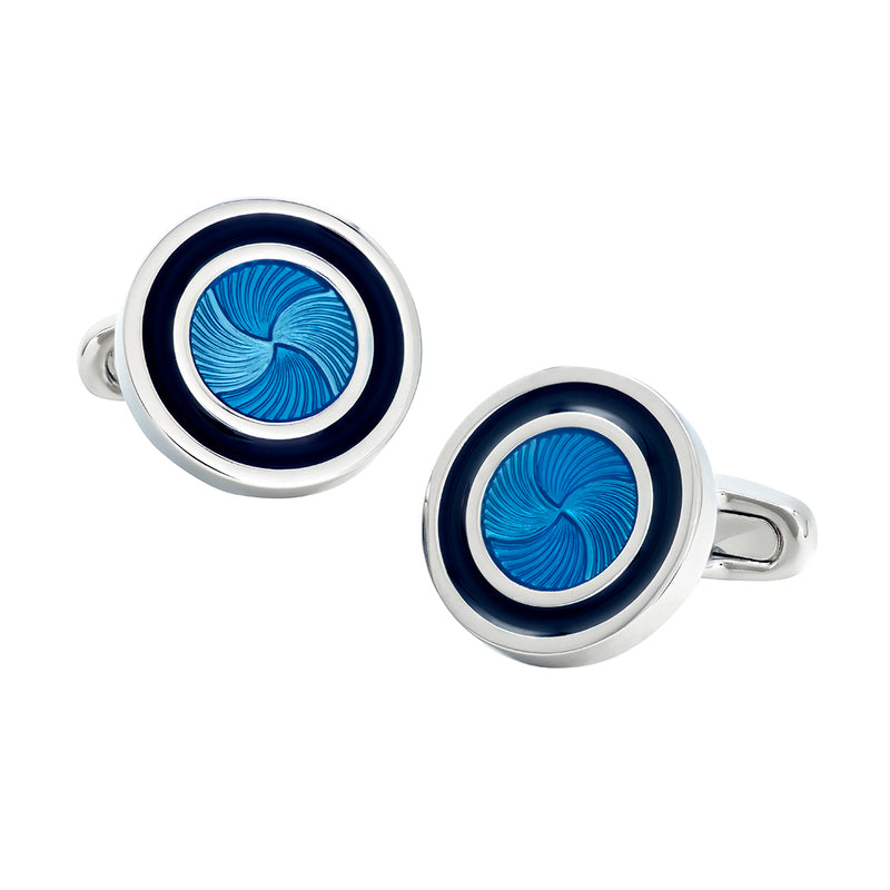 Sunburst Blue Enamel Cufflinks