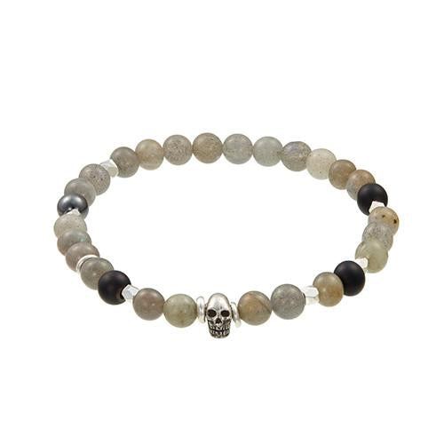 Jan Leslie Labradorite Bead Bracelet with Skull Accent