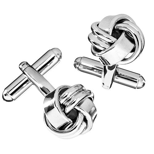 Classic Metal Knot Cufflinks in Silver Tone Finish by LINK UP